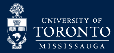 UTM logo: white shield insignia with 2 books and a beaver under a tree, on a dark blue background